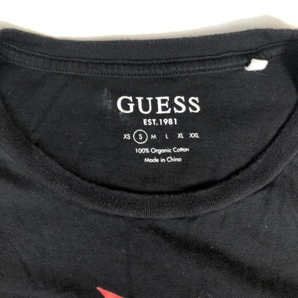 Guess Women's Graphic T-Shirt Black Gold Red Size Small A68 - Picture 3 of 6